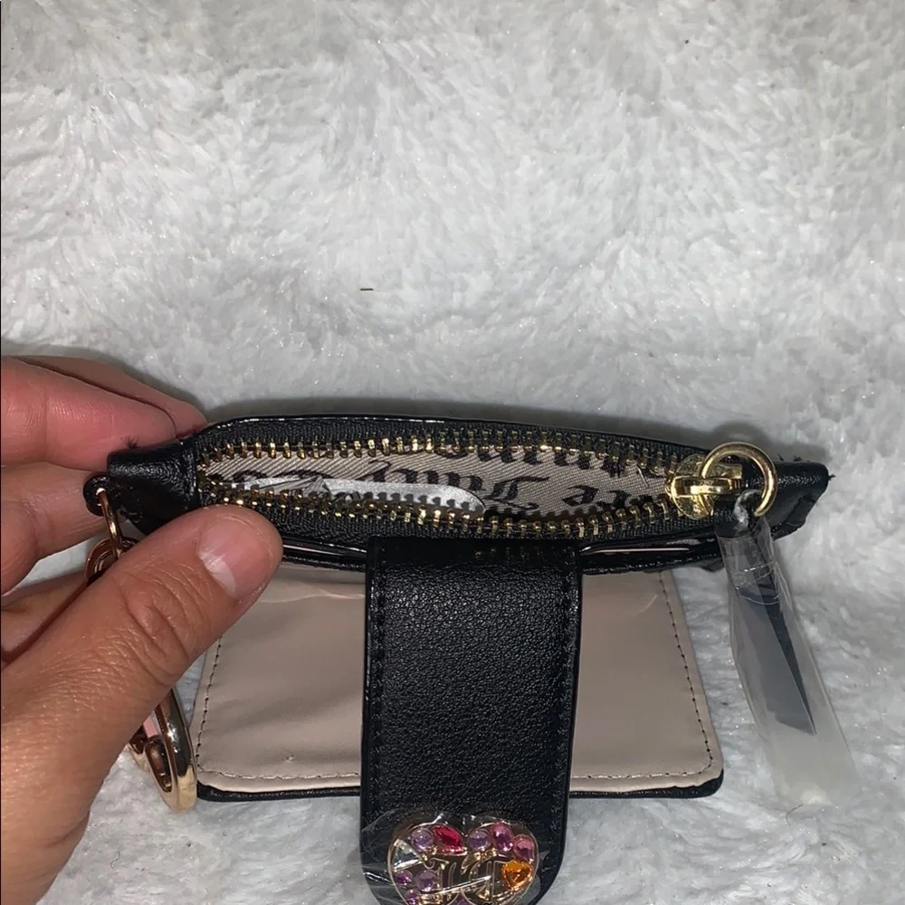 Juicy Couture Black Card Holder with Crystal Heart